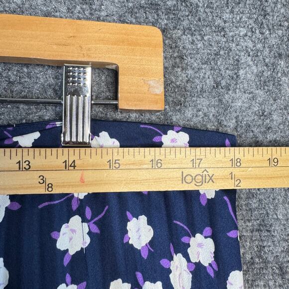 J. Crew Skirt Womens 16 Blue Midi Pleated Scattered Peony Floral Business Preppy - Picture 10 of 13